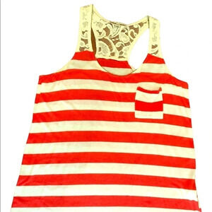 Nordstrom Collective Concept’s Red & White Striped Lace tank top